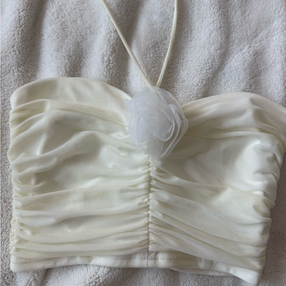 Blue Blush Cream Textured Top